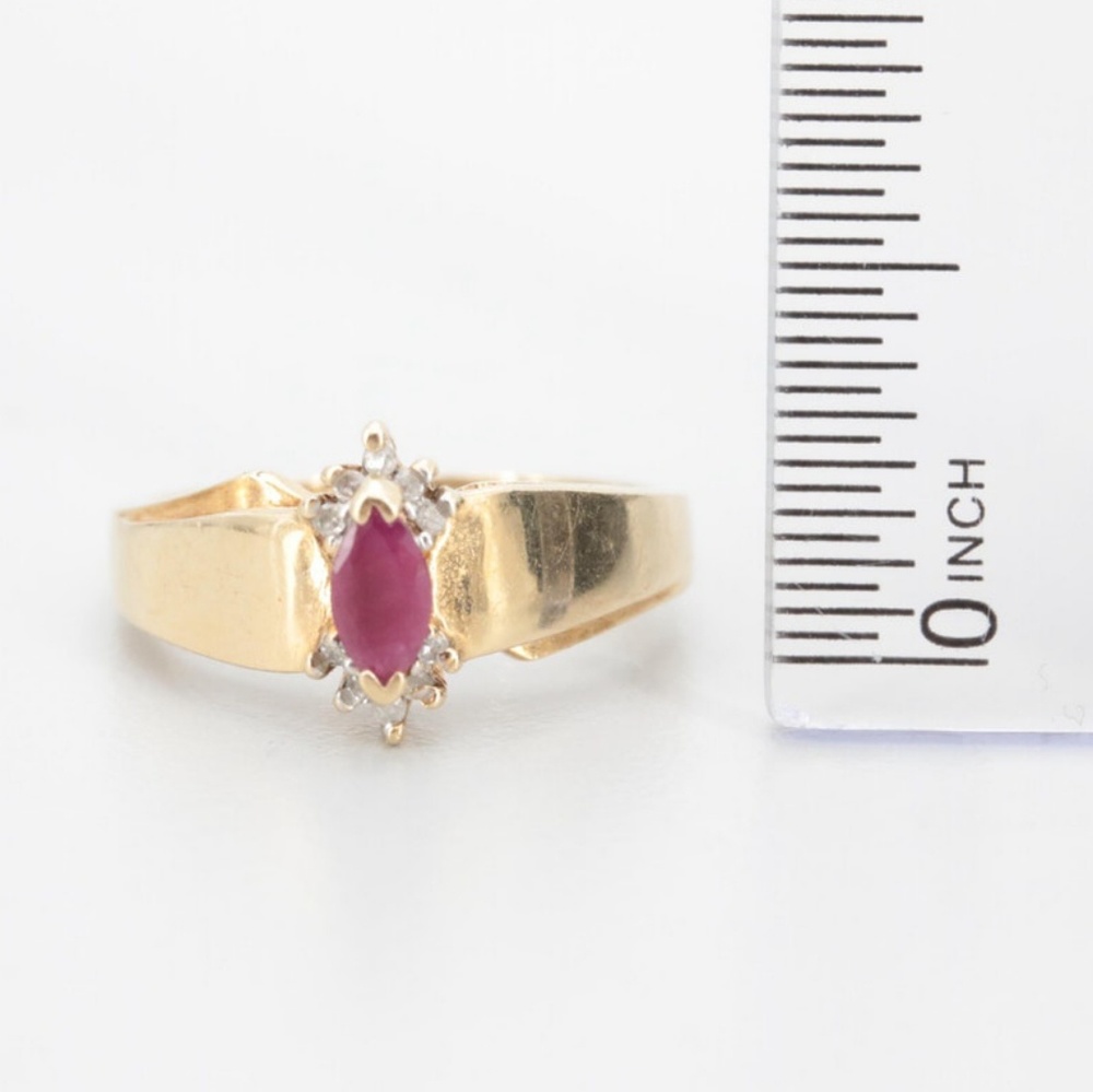*SOLD* 10k yellow gold ruby & diamond ring - Picture 2 of 6